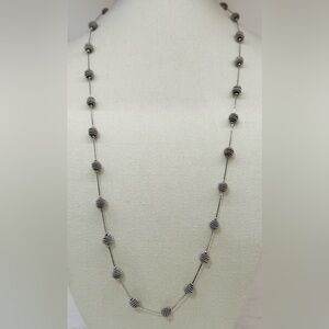 ✨ Vintage Trifari Silver Coil Bead Long Necklace – 36” Layering